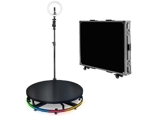 360-Degree Photo Booth Machine with RGB Light Flight Case, 360 Camera Booth with Flight Case for Parties, 360 Degree Automatic Rotating Photobooth 115CM